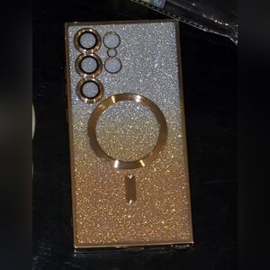 Samsung Galaxy S24 Ultra Glittery Gold Phone Case Magsafe Durable